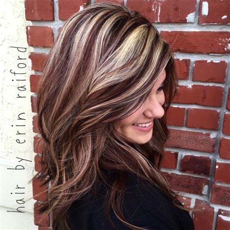 dark mahogany hair with blonde highlights